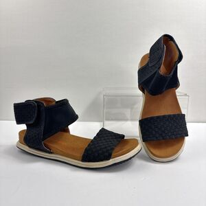 Bernie Mev Sandals Womens 7.5 EU 38 Black Bianca Ankle Strap Woven Elastic